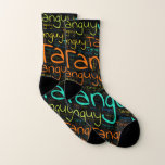 Tanguy Socken<br><div class="desc">Tanguy. Show and wear this popular beautiful male first name designed as colorful wordcloud made of horizontal and vertical cursive hand lettering typography in different sizes and adorable fresh colors. Wear your positive french name or show the world whom you love or adore. Merch with this soft text artwork is...</div>