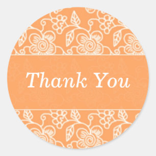 Tangy Orange Floral Wirbel Danke Stickers