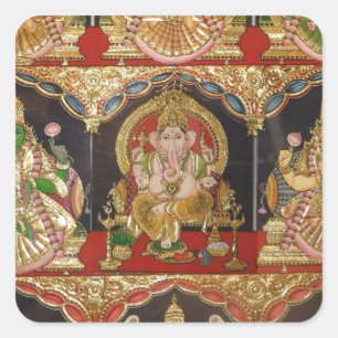TANJORE MALEREI ASHTALAKSHMI SÜDINDIEN QUADRATISCHER AUFKLEBER
