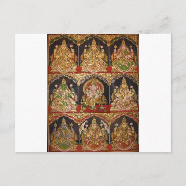 TANJORE PAINTING ASHTALAKSHMI SÜDINDIEN POSTKARTE (Vorderseite)
