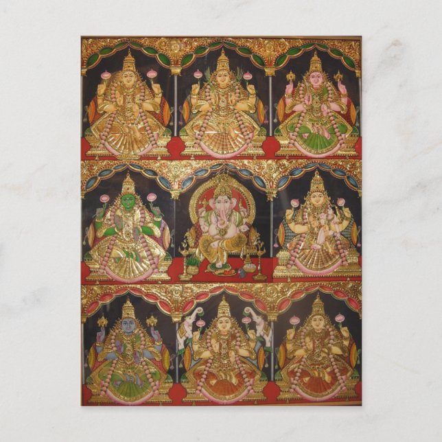 TANJORE PAINTING ASHTALAKSHMI SÜDINDIEN POSTKARTE (Vorderseite)