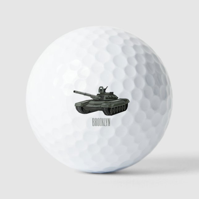 Tank-Cartoon-Abbildung Golfball (Vorderseite)
