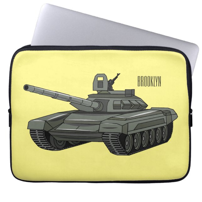 Tank-Cartoon-Abbildung Laptopschutzhülle (Vorderseite)