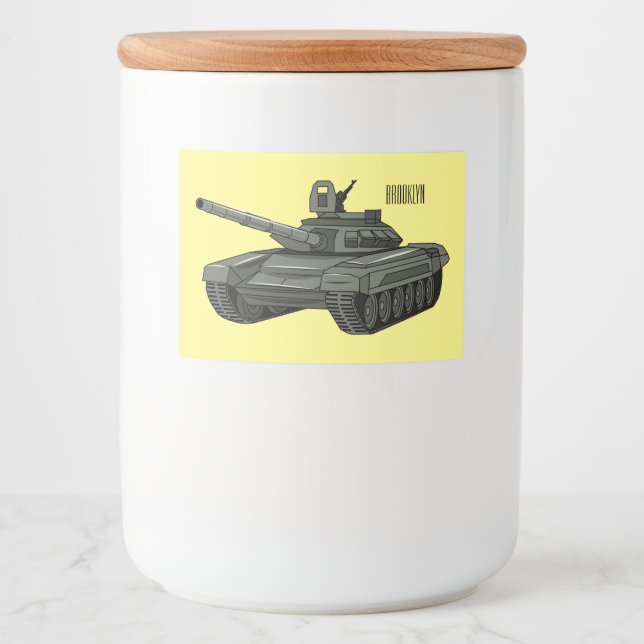 Tank-Cartoon-Abbildung Lebensmitteletikett (Vorderseite)