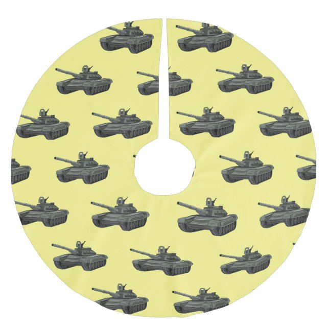 Tank-Cartoon-Abbildung Polyester Weihnachtsbaumdecke (Vorderseite)
