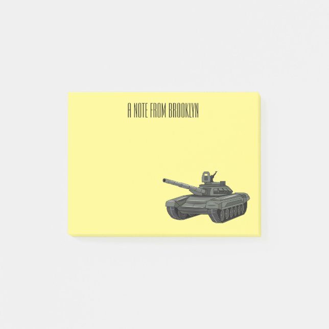 Tank-Cartoon-Abbildung Post-it Klebezettel (Vorderseite)