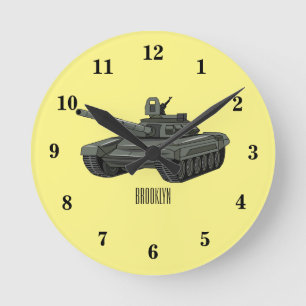 Tank-Cartoon-Abbildung Runde Wanduhr