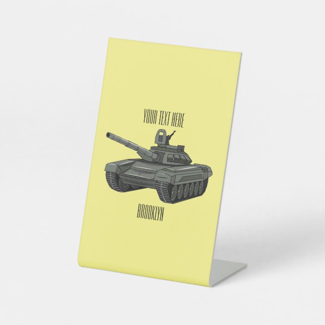 Tank-Cartoon-Abbildung Sockelschild (Vorderseite)