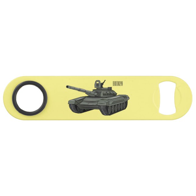Tank-Cartoon-Abbildung Speed Flaschenöffner (Vorderseite (Horizontal))