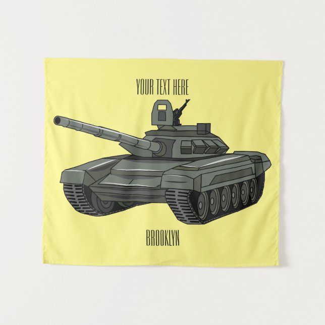 Tank-Cartoon-Abbildung Wandteppich (Vorderseite (Horizontal))