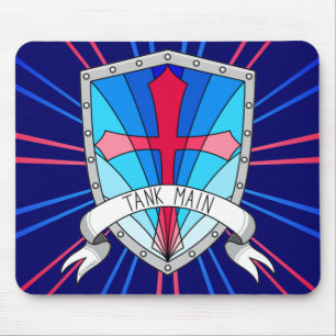 Tank Main Gamer Blue Red Cartoon Shield Mousepad