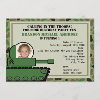 Tank Party Birthday/Foto Einladung