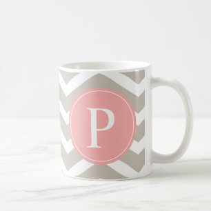 Tank Peach Pink Zickzack Monogram Kaffeetasse