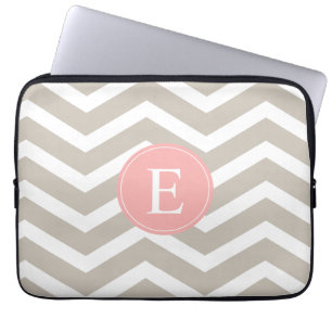 Tank Peach Pink Zickzack Monogram Laptopschutzhülle
