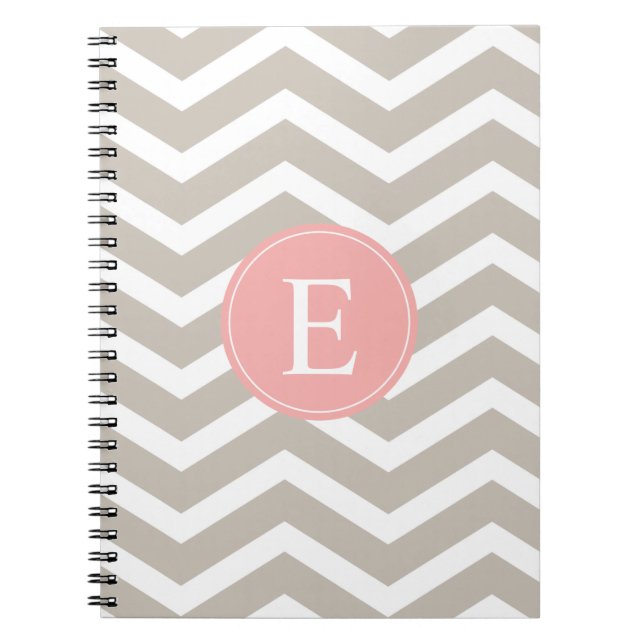 Tank Peach Pink Zickzack Monogram Notizblock (Vorderseite)