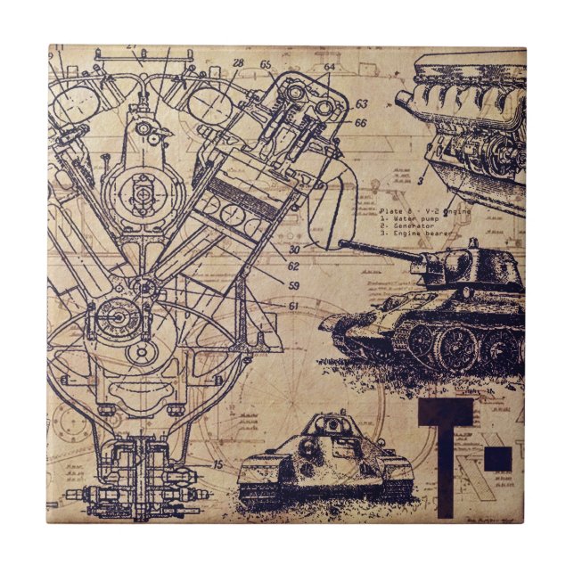 Tank Schematics Art Fliese (Vorderseite)