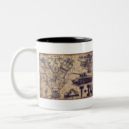 Tank Schematics Art Zweifarbige Tasse