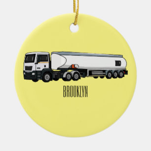 Tanker-LKW-Kraftstofftransport Cartoon-Illustratio Keramik Ornament