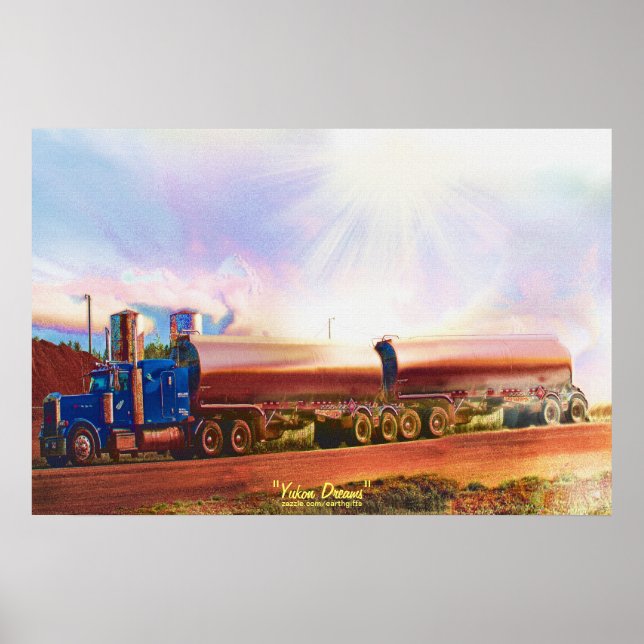 Tanker Truck Highway Driving Transport Art Poster (Vorne)
