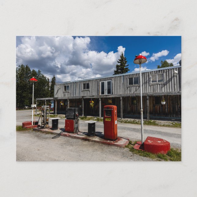 Tankstelle am Alaska Highway in Kanada Postkarte (Vorderseite)