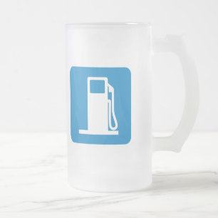 Tankstelle-Landstraßen-Zeichen Mattglas Bierglas