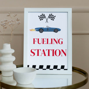 Tankstelle Rennwagen Geburtstagsparty-Zeichen Sockelschild