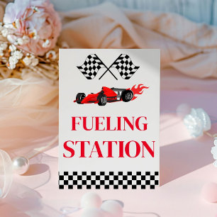 Tankstelle Rennwagen Geburtstagsparty-Zeichen Sockelschild