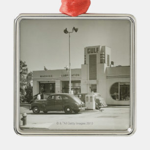 Tankstelle Silbernes Ornament