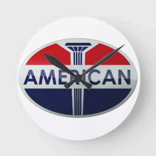 Tankstelle-Zeichenuhr des amerikanischen Benzins Runde Wanduhr