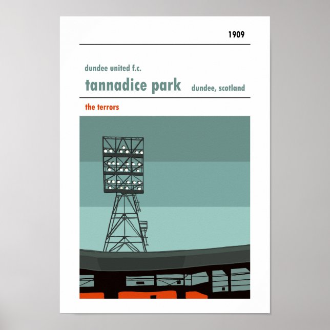 Tannadice. Floodlights Stadium Print Poster (Vorne)