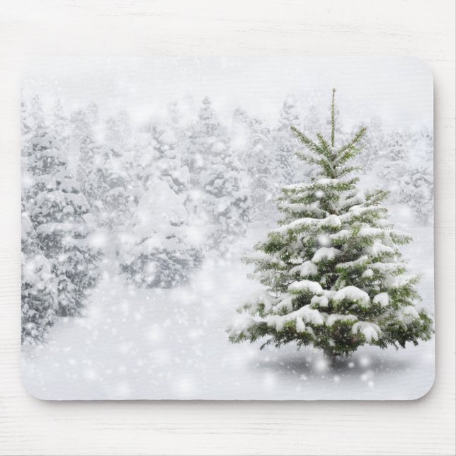 Tannen-Baum im starken Schnee Mousepad (Vorne)