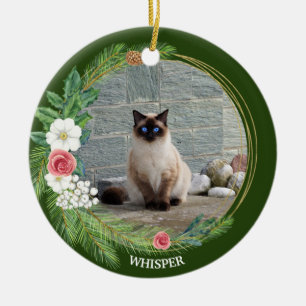 Tannen-Kranz mit Rosen, Petunien und weißen Beeren Keramik Ornament