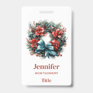 Tannen-Kranz mit Stechpalme Festliche Weihnachten Ausweis