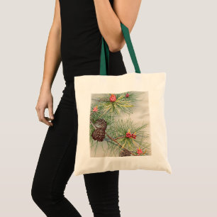 Tannen und Blumen Weihnachten Tragetasche