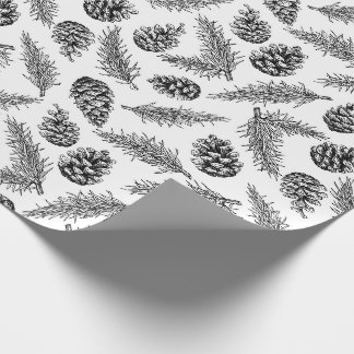 Tannen- und Fichtenzapfen-Weihnachtsmuster. Winter Geschenkpapier