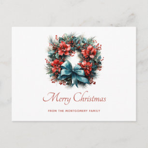 Tannen-Weihnachtskranz mit Stechpalme Feiertagspostkarte