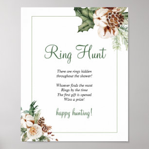 Tannen-Winter-Brautparty-Spiel Ring-Suche-Schild Poster