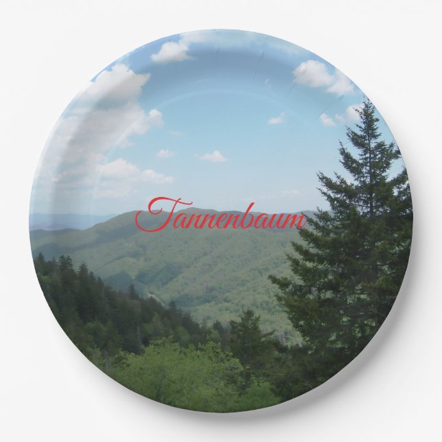 Tannenbaum-Berg-Weihnachten Pappteller (Vorderseite)