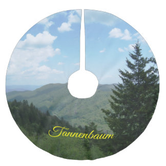 Tannenbaum Mountain Scene Christmas Tree Skirt Polyester Weihnachtsbaumdecke