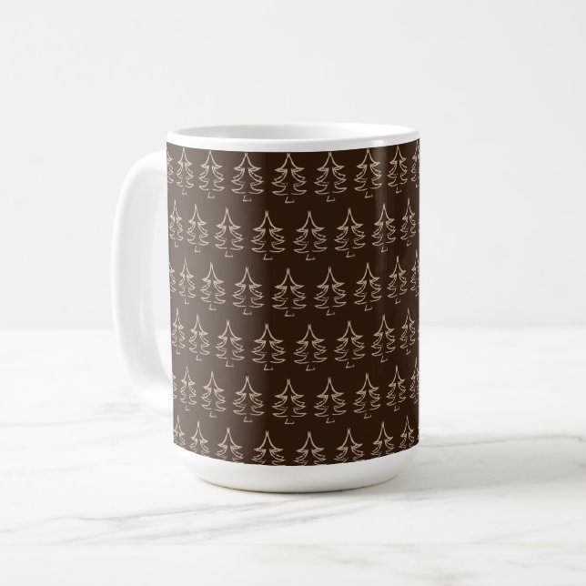 Tannenbaum-Muster Dunkle Schokolade Kaffeetasse (Vorderseite Links)