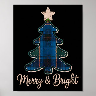 Tannenbaum-Muster Tartans Grün und Blau Plaid Poster