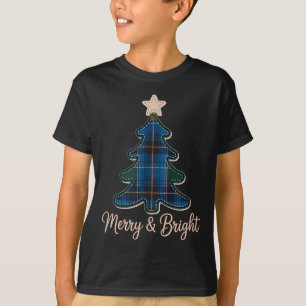 Tannenbaum-Muster Tartans Grün und Blau Plaid T-Shirt