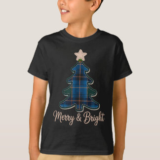 Tannenbaum-Muster Tartans Grün und Blau Plaid T-Shirt