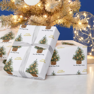 Tannenbaum, Orange Frohe Weihnachten Geschenkpapier