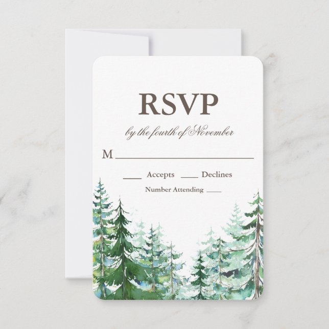 Tannenbaum Rustikale Hochzeits-RSVP RSVP Karte (Vorderseite)