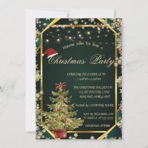 Tannenbaum, Sterne Linien Grüne Weihnachtsfirma Einladung