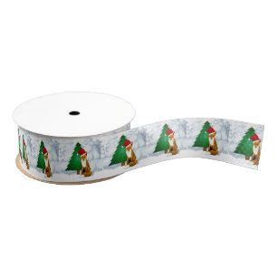 Tannenbaum und Santa Fuchs Grosgrain-Band Ripsband