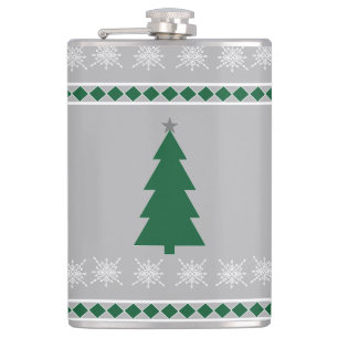 Tannenbaum- und Schneeflockenmuster, Flachmann