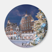 Tannenbaum und Schwarzhäupterhaus in Riga Magnet