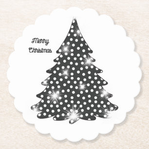 Tannenbaum-Untersetzer mit schwarzen und weißen Pu Untersetzer